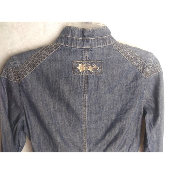 Arizona Jean Co. Vintage Cropped Zip Front Denim Jacket Women's Size M - Picture 8 of 13